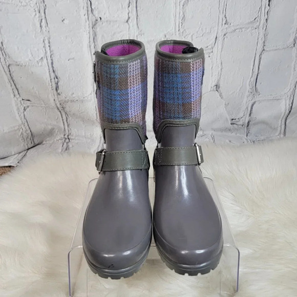 Sperry Rain Boots  Womens 6 Plaid Fabric Rubber Waterproof‎ Outdoor Preppy Cute - Picture 5 of 12